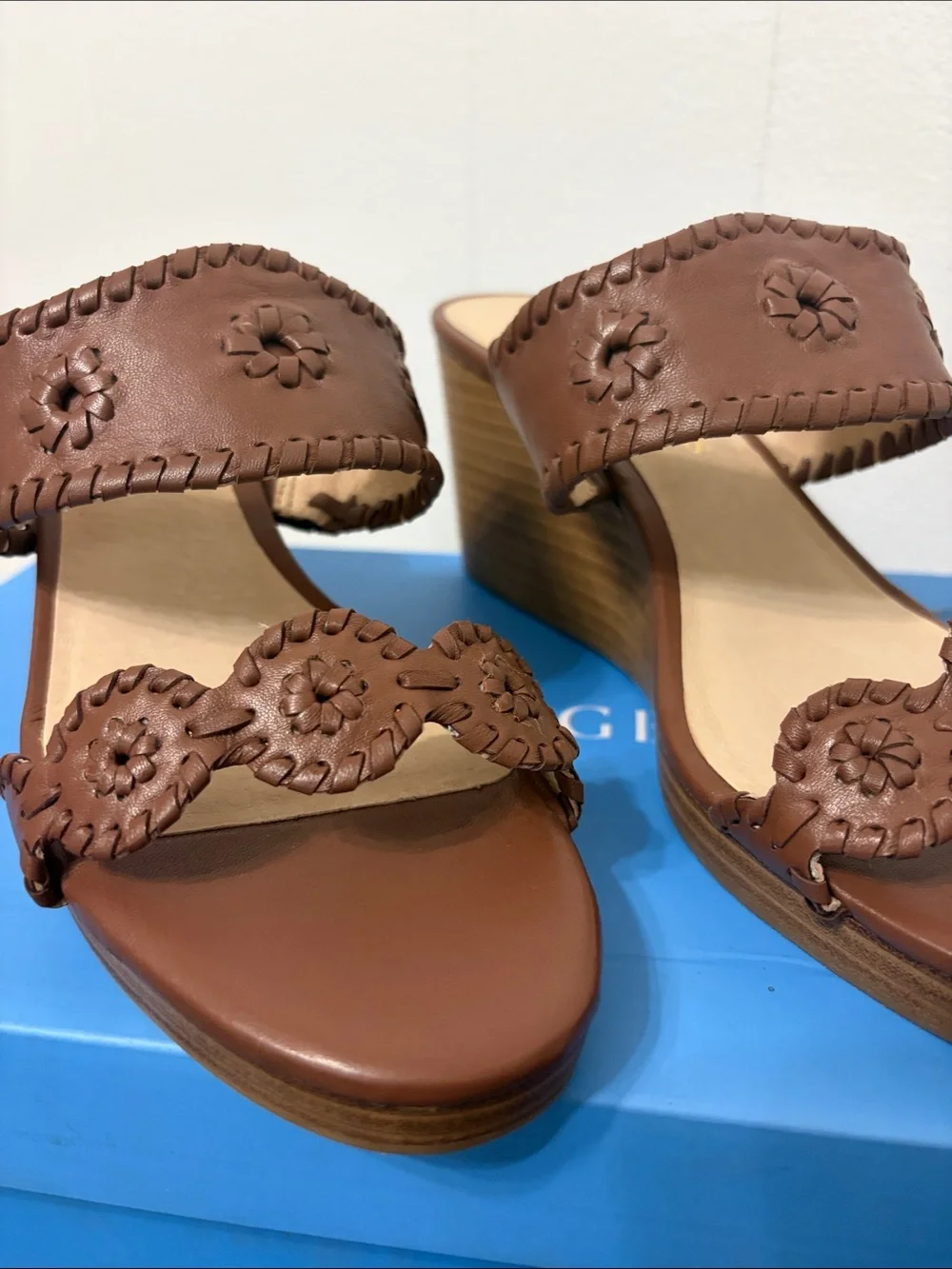 Jack‎  Rogers Caroline Wedge  mocha brown sandal shoe size 9.5 New